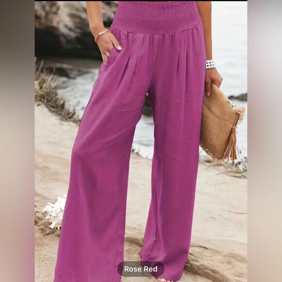 NWOT Wide Leg Casual Pants JRS XL ROSE RED (MAGENTA) - Picture 2 of 5